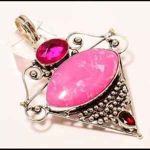 Pink Gem 925 Sterling Silver Pendant New